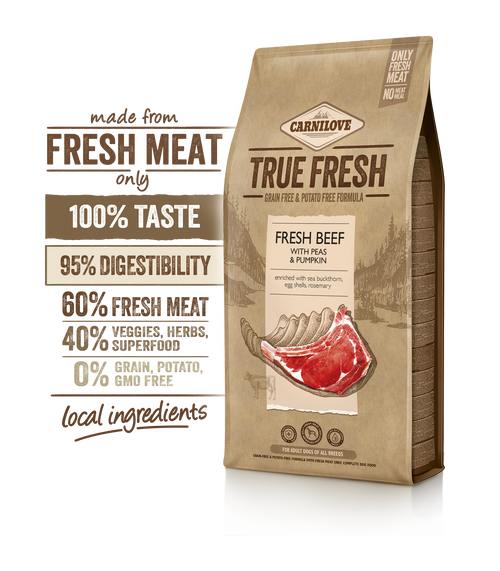 Ξηρά τροφή σκύλου Carnilove® TRUE FRESH ADULT BEEF GRAINFREE & POTATOFREE