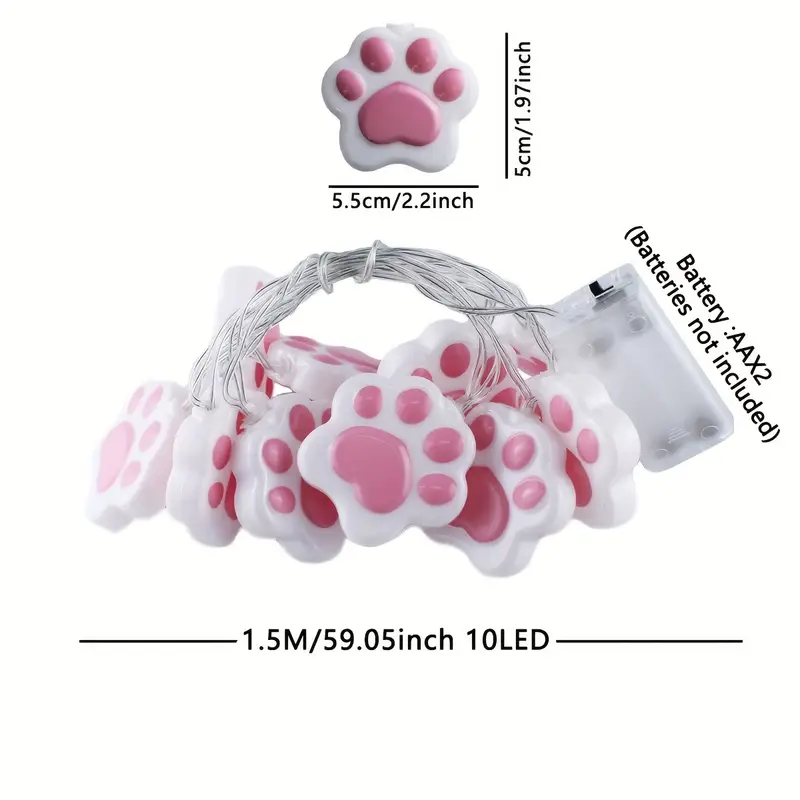 Διακοσμητική γιρλάντα με φωτάκια Led σκύλου γάτας Cute Paw