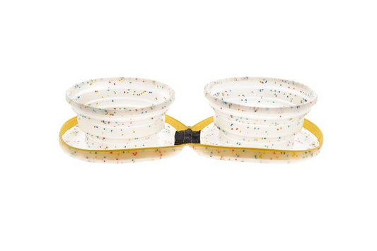 Διπλό μπολ βόλτας σκύλου γάτας Ferribiella Confetti