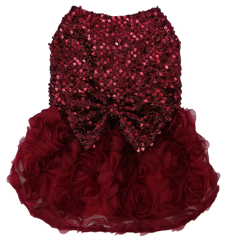 Ρούχο σκύλου-γάτας φόρεμα DEEP WINE FLOWERS