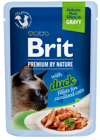 Κονσέρβα-Φακελάκι για γάτες BRIT PREMIUM GRAVY STERILIZED (85gr) (πολλές γεύσεις)