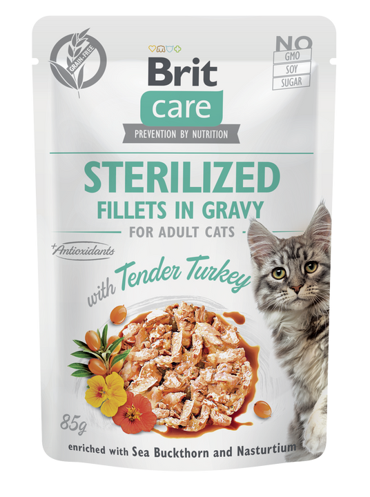 Κονσέρβα για γάτες BRIT CARE FILLETS IN GRAVY STERILIZED(85gr)