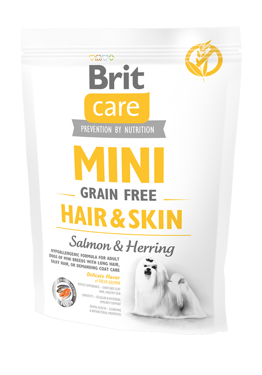 Ξηρά τροφή σκύλου Brit Care Mini® Grain Free Adult Hair Skin Σολομός-Ρέγγα
