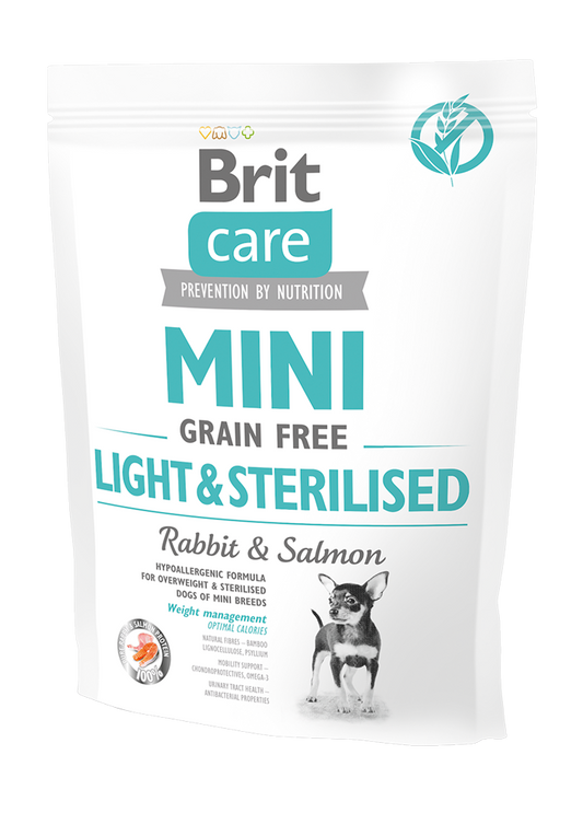 Ξηρά τροφή σκύλου Brit Care Mini® Grain Free Adult Light Sterilised Κουνέλι-Σολομός