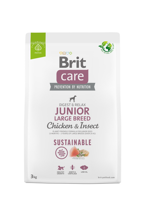 Ξηρά τροφή σκύλου Brit Care Sustainable Junior Large Κοτόπουλο & Έντομα
