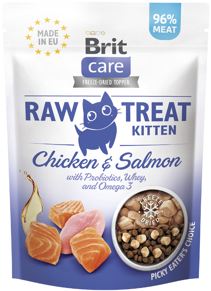 Λιχουδιά για γατάκι Brit Care Kitten Raw Treats Κοτόπουλο-Σολομός (40gr)
