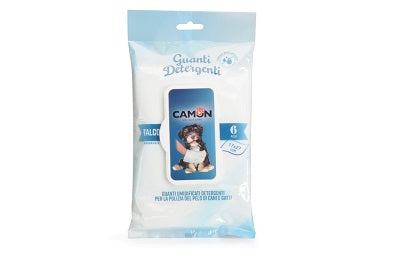 Μαντηλάκια-Γάντια για στεγνό καθάρισμα σκύλου γάτας Camon Παιδική Πούδρα (6τεμ)