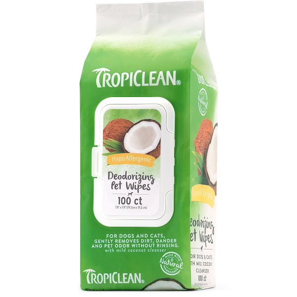 Μαντηλάκια Στεγνού καθαρισμού TropiClean Hypoallergenic (100τεμ)