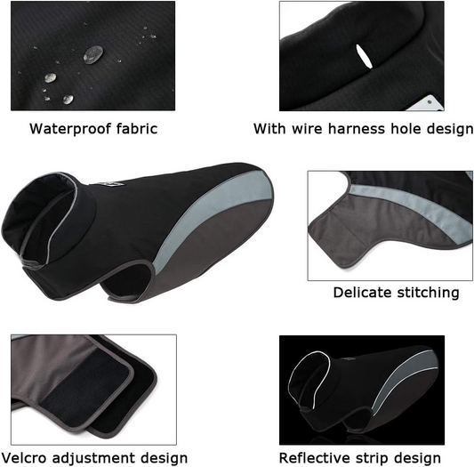 Ρούχο σκύλου αδιάβροχο SILVER LINE BLACK BACK