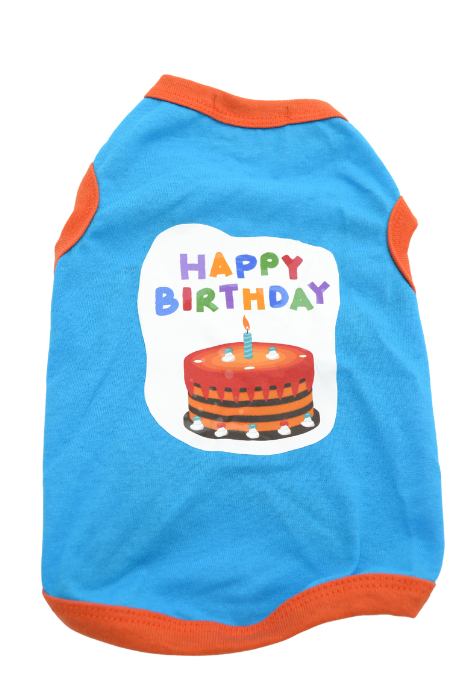 Ρούχο σκύλου γενεθλίων T-shirt HAPPY BIRTHDAY BLUE