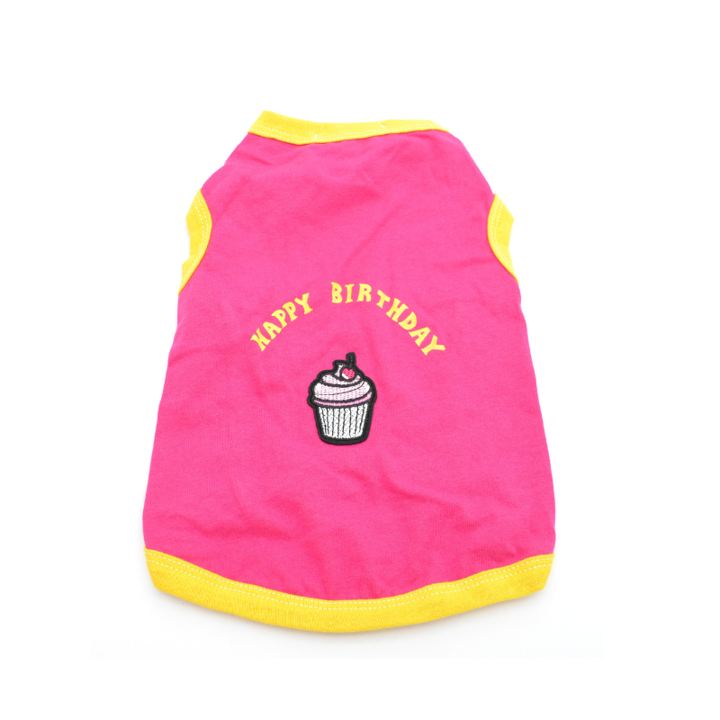 Ρούχο σκύλου T-Shirt BIRTHDAY PINK MUFFIN