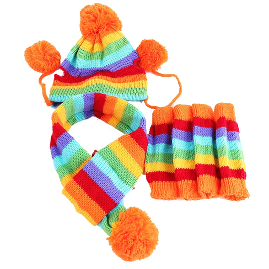 Σετ σκύλου σκούφος-κασκόλ-γκέτες Colors