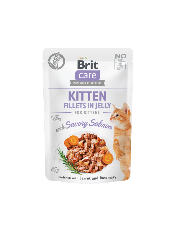 Κονσέρβα για γατάκια BRIT CARE KITTEN FILLETS IN JELLY SALMON (85gr)
