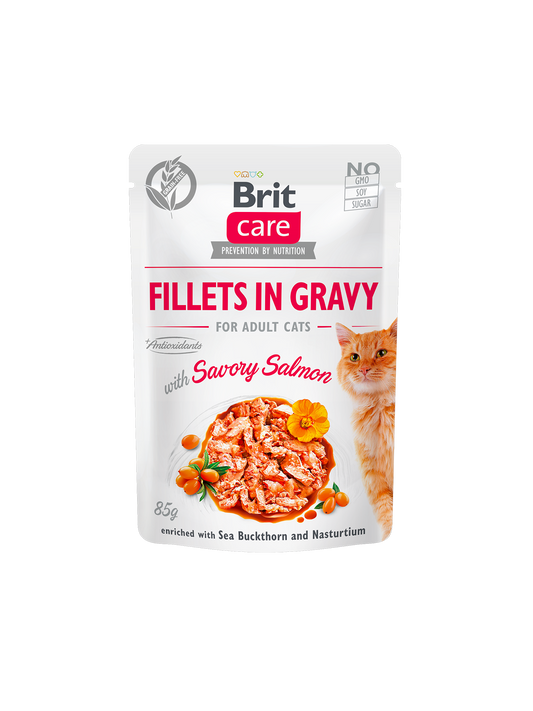 Κονσέρβα για γάτες BRIT CARE FILLETS IN GRAVY (85gr)(πολλές γεύσεις)