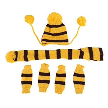 Σετ σκύλου σκούφος-κασκόλ-γκέτες Yellow