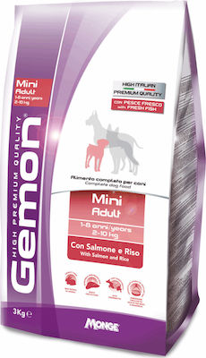 Gemon Mini Adult Σολωμό-Ρύζι ξηρά τροφή σκύλου (3kg)