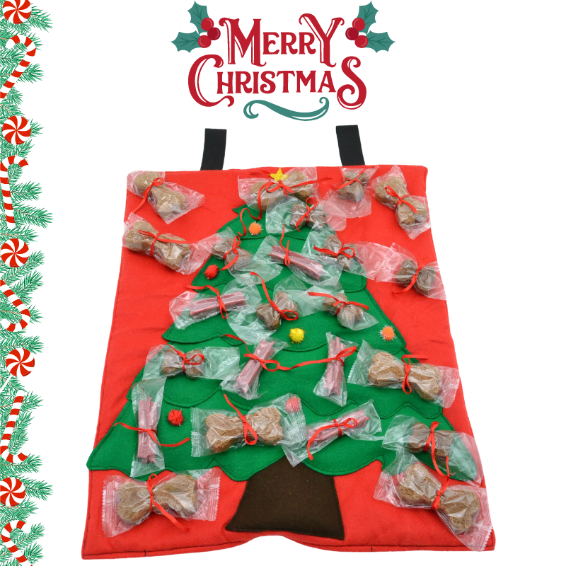 Χριστουγεννιάτικο υφασμάτινο δέντρο με Λιχουδιές σκύλου HAPPY XMAS