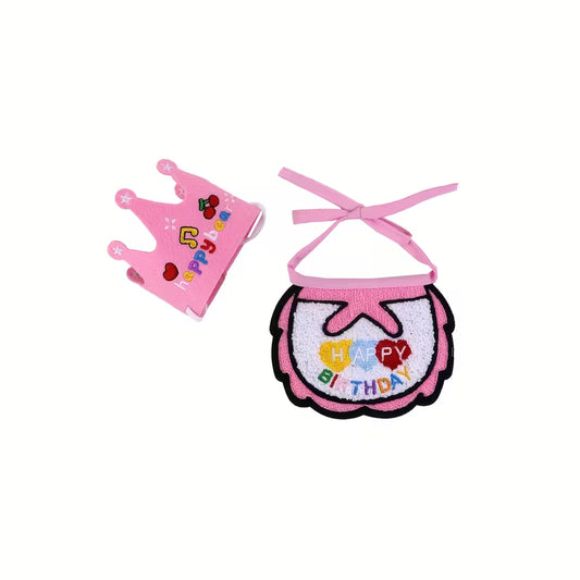 Σετ κορονίτσα-μπαντάνα Γενεθλίων σκύλου γάτας HAPPY BIRTHDAY