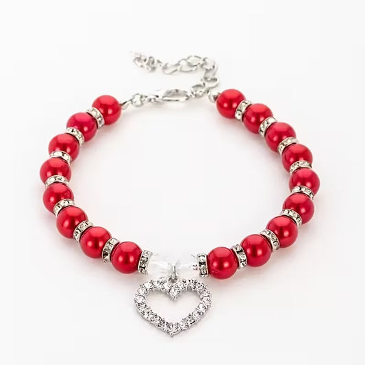 Κολιέ σκύλου-γάτας HEARTS AND PEARLS