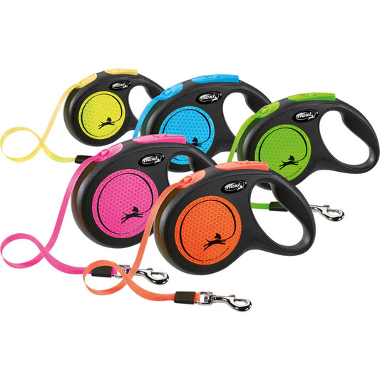 Αυτόματος οδηγός σκύλου γάτας Flexi NEON Medium Tape (5m)