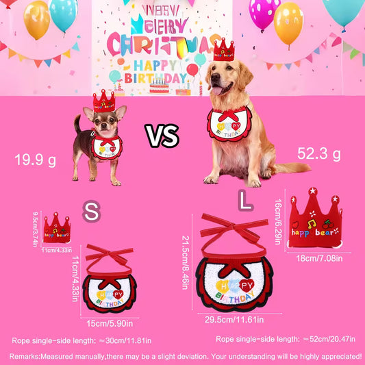 Σετ κορονίτσα-μπαντάνα Γενεθλίων σκύλου γάτας HAPPY BIRTHDAY