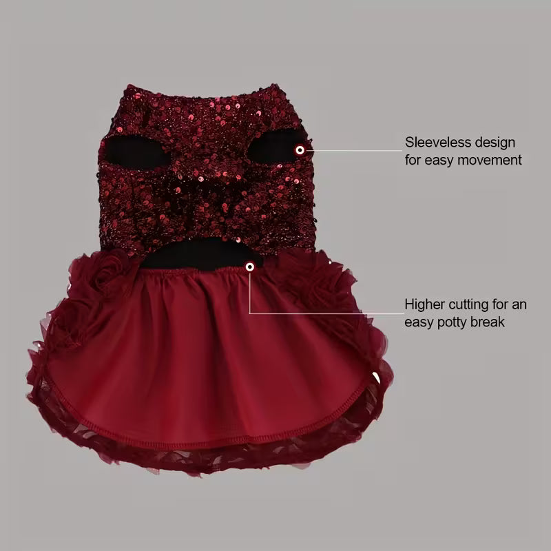 Ρούχο σκύλου-γάτας φόρεμα DEEP WINE FLOWERS