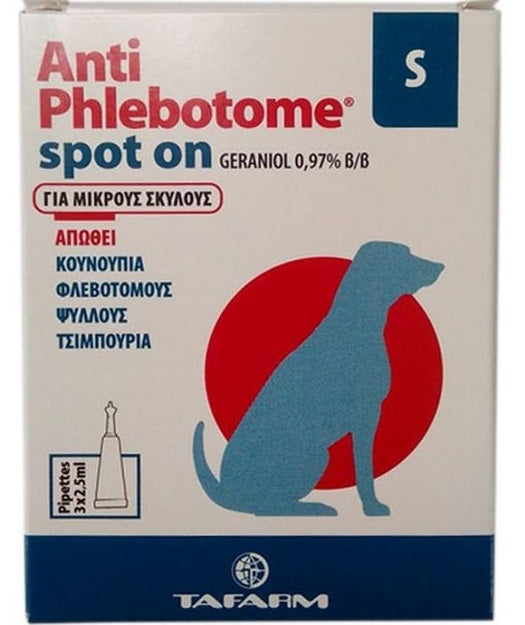 Φυτικές Αντιπαρασιτικές Αμπούλες σκύλου Antiphleboptome Spot on (S-M-L)