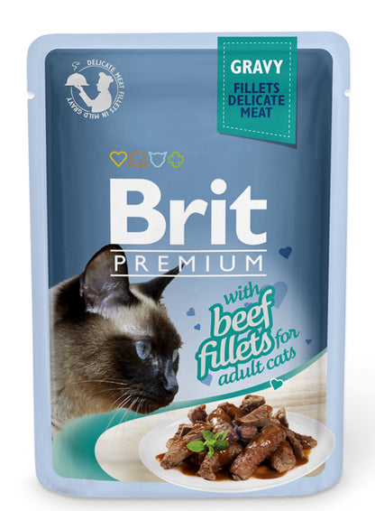Κονσέρβα-Φακελάκι για γάτες BRIT PREMIUM FILLETS IN GRAVY (85gr)