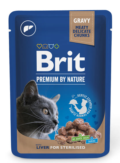 Κονσέρβα-Φακελάκι για γάτες BRIT PREMIUM FILLETS STERILIZED (100gr) (πολλές γεύσεις)