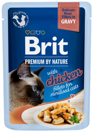 Κονσέρβα-Φακελάκι για γάτες BRIT PREMIUM GRAVY STERILIZED (85gr) (πολλές γεύσεις)