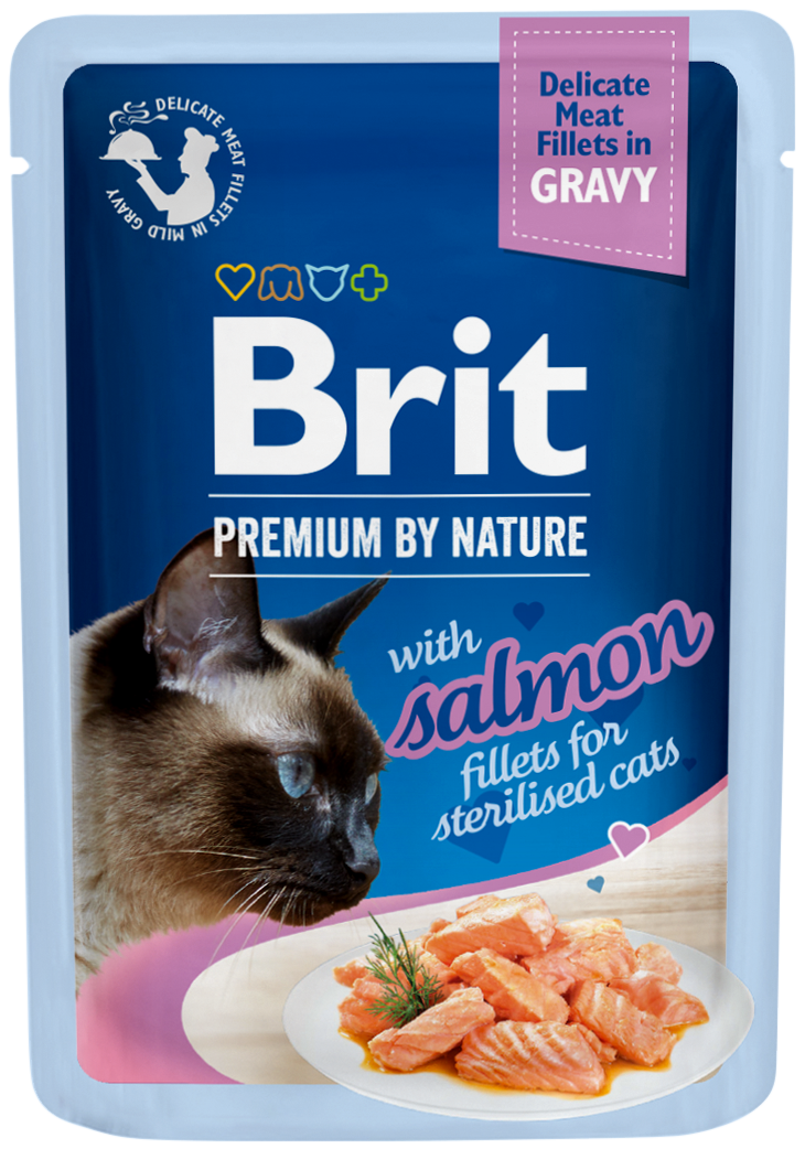 Κονσέρβα-Φακελάκι για γάτες BRIT PREMIUM GRAVY STERILIZED (85gr) (πολλές γεύσεις)