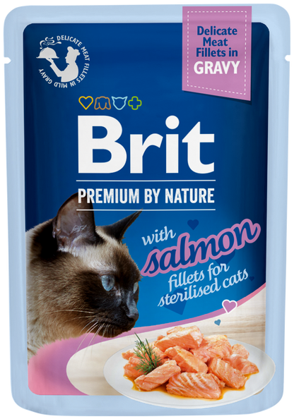 Κονσέρβα-Φακελάκι για γάτες BRIT PREMIUM GRAVY STERILIZED (85gr) (πολλές γεύσεις)