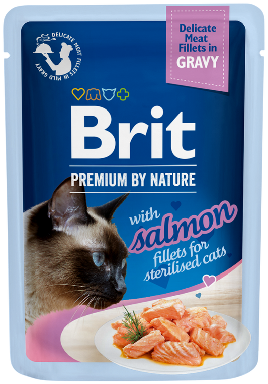 Κονσέρβα-Φακελάκι για γάτες BRIT PREMIUM GRAVY STERILIZED (85gr) (πολλές γεύσεις)