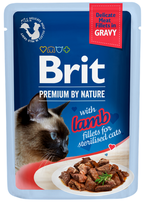 Κονσέρβα-Φακελάκι για γάτες BRIT PREMIUM GRAVY STERILIZED (85gr) (πολλές γεύσεις)