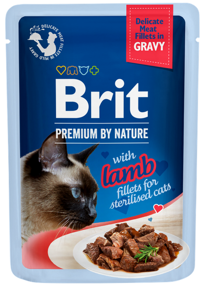 Κονσέρβα-Φακελάκι για γάτες BRIT PREMIUM GRAVY STERILIZED (85gr) (πολλές γεύσεις)