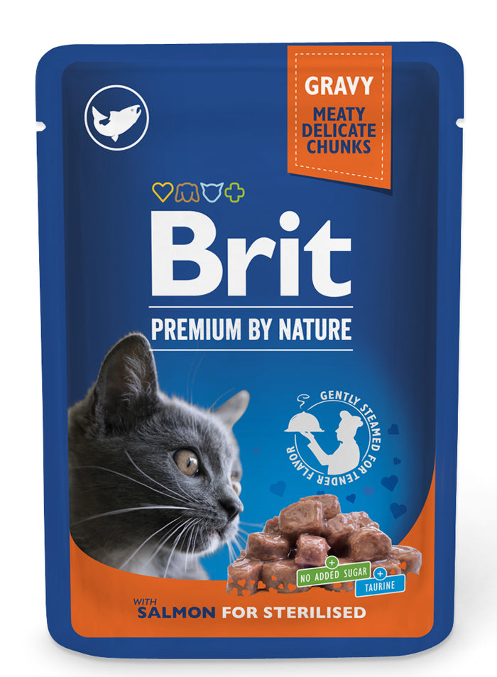 Κονσέρβα-Φακελάκι για γάτες BRIT PREMIUM FILLETS STERILIZED (100gr) (πολλές γεύσεις)