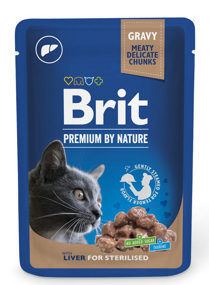 Κονσέρβα-Φακελάκι για γάτες BRIT PREMIUM FILLETS STERILIZED (100gr) (πολλές γεύσεις)
