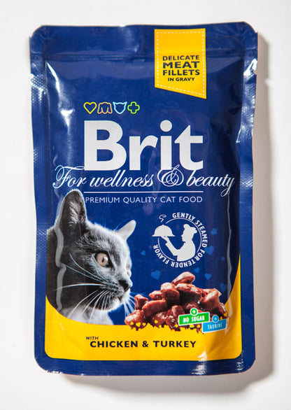 Κονσέρβα-Φακελάκι για γάτες BRIT PREMIUM FILLETS (100gr) (πολλές γεύσεις)