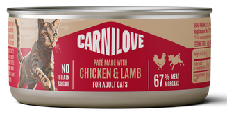 Κονσέρβα για γάτες CARNILOVE Πατέ GRAINFREE & POTATOFREE (100gr)(πολλές γεύσεις)