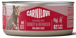 Κονσέρβα για γάτες CARNILOVE Πατέ GRAINFREE & POTATOFREE (100gr)(πολλές γεύσεις)