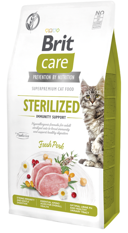 Ξηρά τροφή γάτας Brit Care® Cat GF Sterilized Immunity Support Χοιρινό