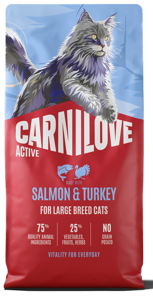 Ξηρά τροφή γάτας Carnilove® Active Large Breeds Σολομός-Γαλοπούλα GRAINFREE & POTATOFREE