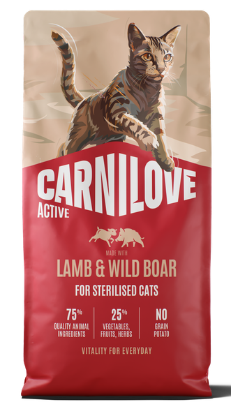 Ξηρά τροφή γάτας Carnilove® Active Sterilised Αρνί-Αγριόχοιρος Sterilised GRAINFREE & POTATOFREE