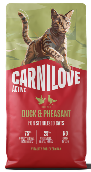 Ξηρά τροφή γάτας Carnilove® Active Sterilised Πάπια-Φασιανός GRAINFREE & POTATOFREE