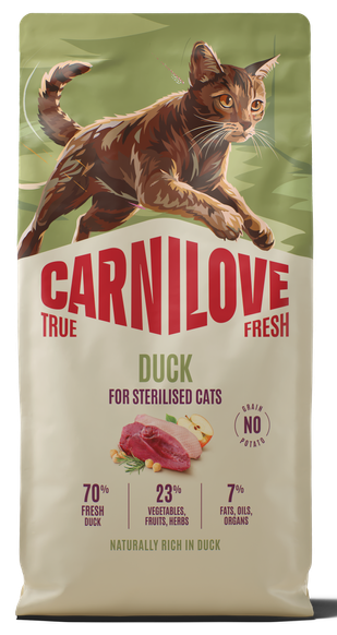 Ξηρά τροφή για γάτες Carnilove® TRUE FRESH Sterilised Πάπια GRAINFREE & POTATOFREE