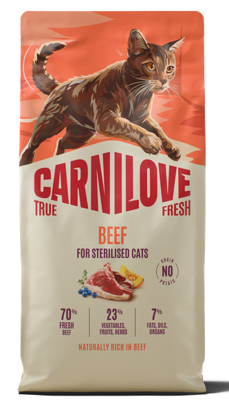 Ξηρά τροφή για γάτες Carnilove® TRUE FRESH Sterilised Βοδινό GRAINFREE & POTATOFREE