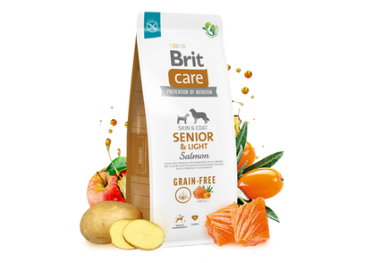 Ξηρά τροφή σκύλου Brit Care Adult Grain Free Senior LIGHT Σολομός