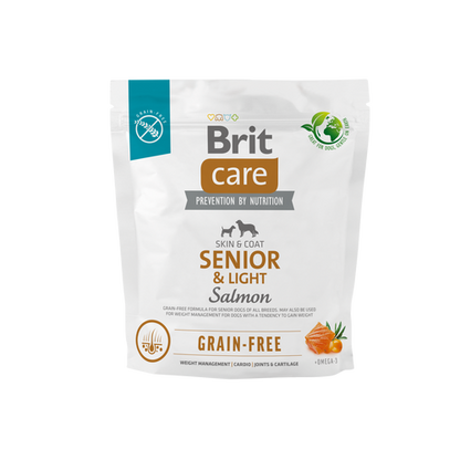 Ξηρά τροφή σκύλου Brit Care Adult Grain Free Senior LIGHT Σολομός