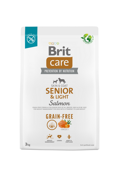Ξηρά τροφή σκύλου Brit Care Adult Grain Free Senior LIGHT Σολομός