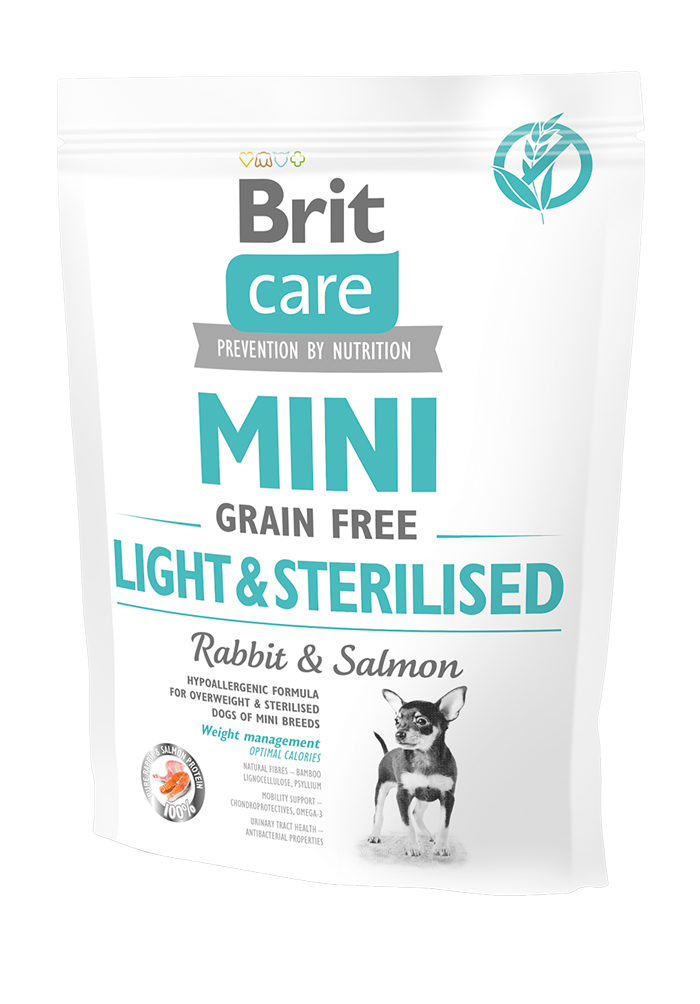 Ξηρά τροφή σκύλου Brit Care Mini® Grain Free Adult Light Sterilised Κουνέλι-Σολομός